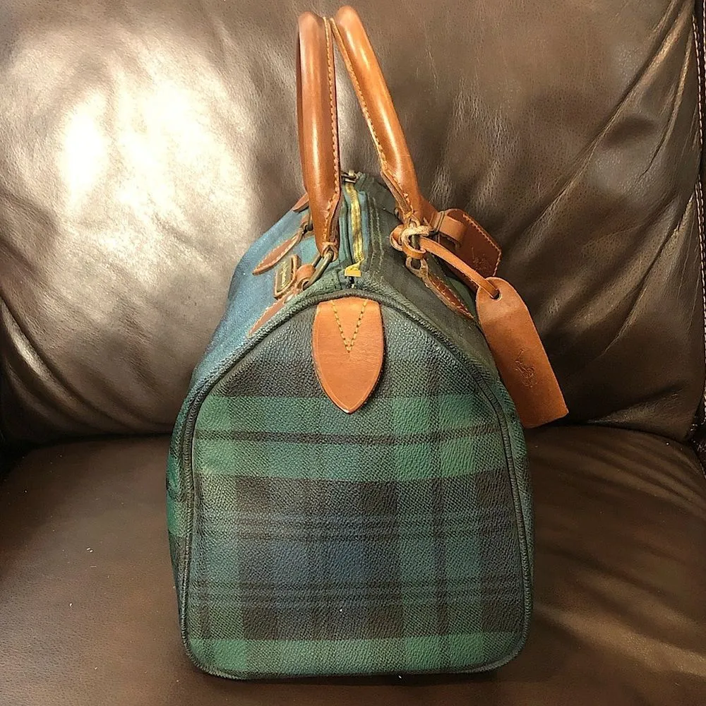 RALPH LAUREN Black Watch Plaid Speedy 30 Small Boston Tote Bag Vintage - Image 6