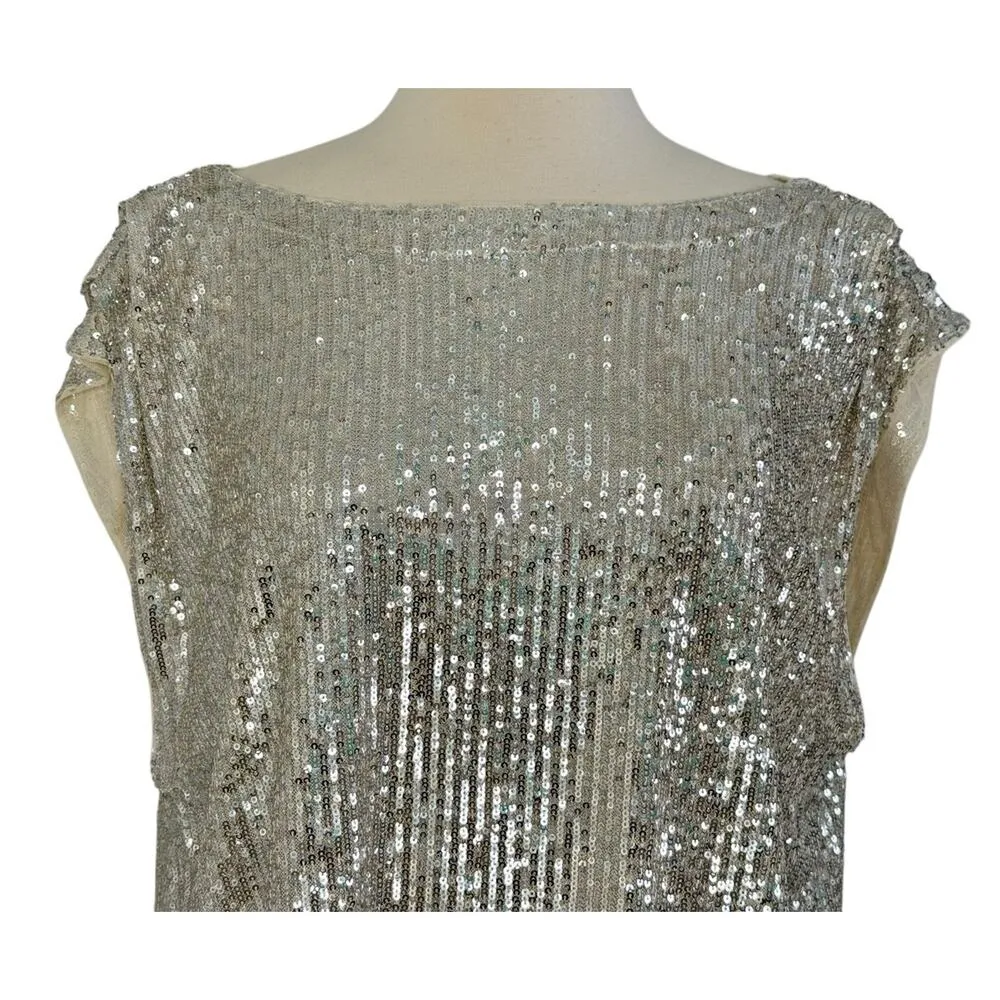 FREE PEOPLE Shine Time Live Gold Silver Sequin Sleeveless Tunic Top Size XS NEW - Image 6