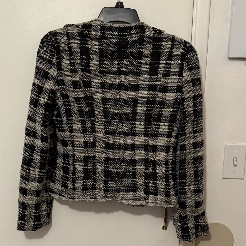 Emporio Armani Black and Gray Plaid Blazer - Image 4