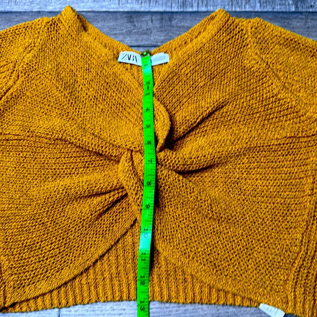 Zara Mustard V-Neck Twist Sweater - Image 6