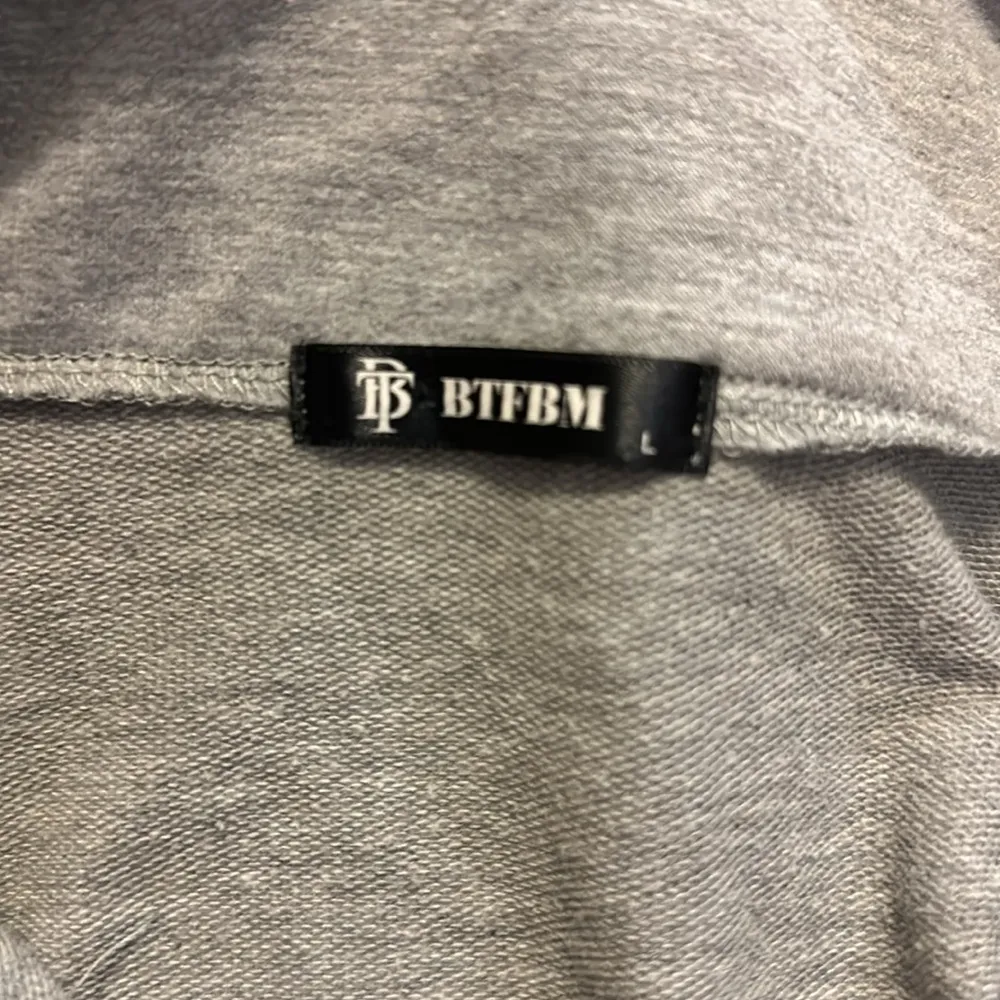 BTFBM Gray Textured Quarter Zip Long Sleeve Pullover Sweatshirt Womens Large - Image 7