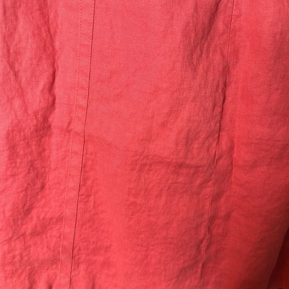 Ann Taylor A Line Mini Skirt Back Zipper Pleated 100% Linen Red Size 14 - Image 6