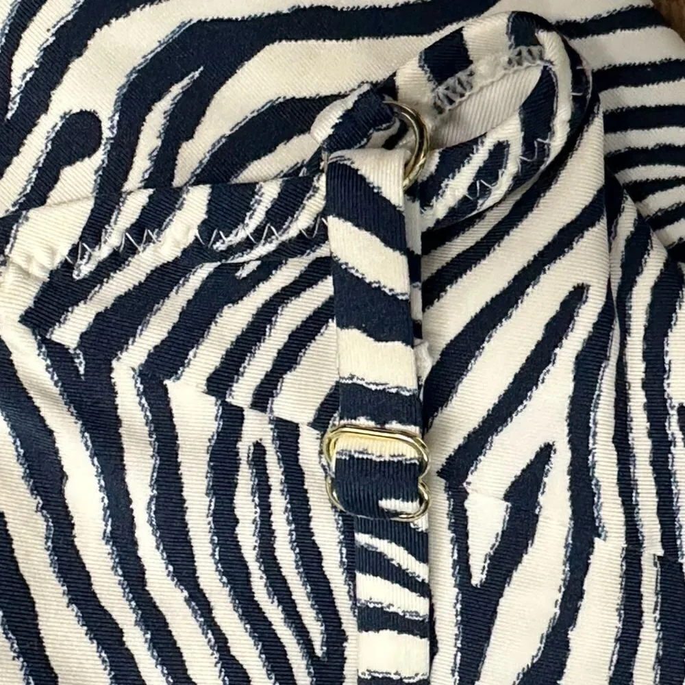 H&M One Piece Swimsuit Dark Blue Zebra Print Cross Back Size 8 - Image 6