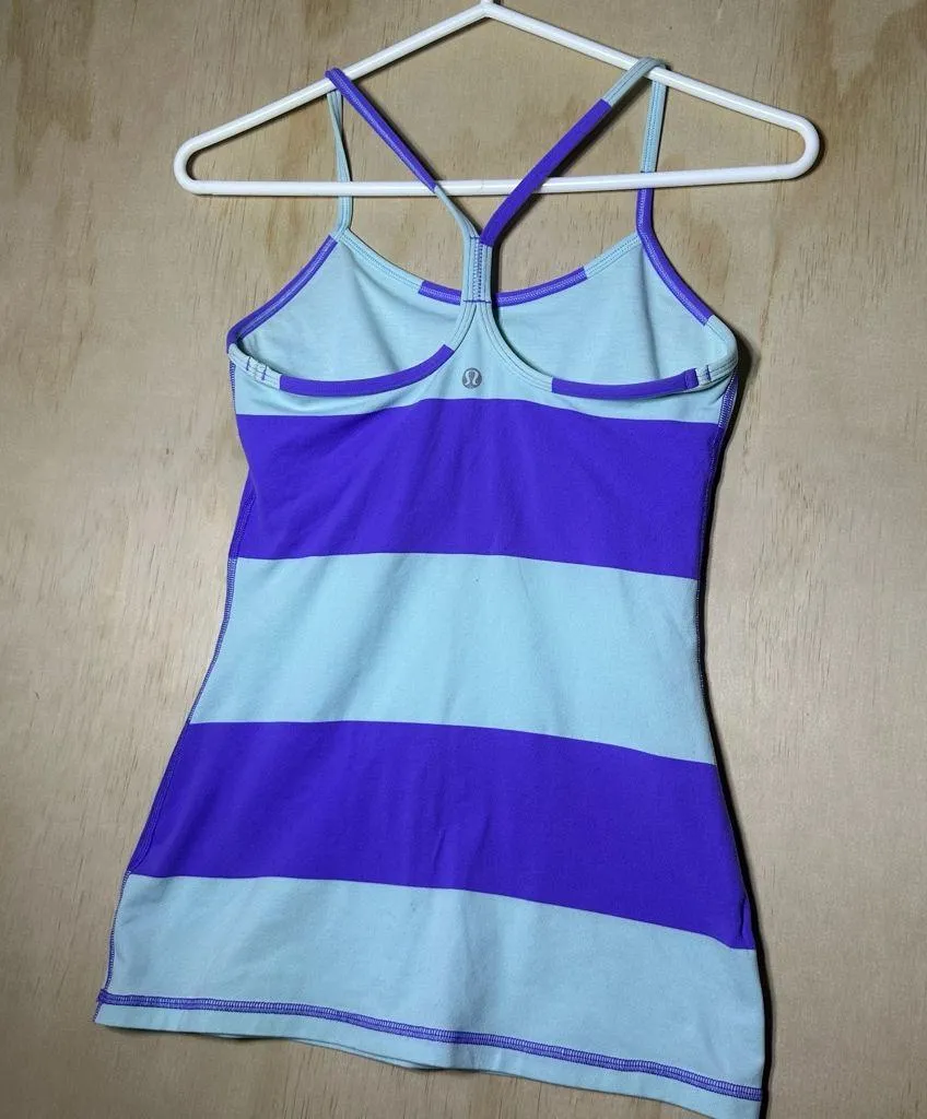 Women's Lululemon Power Y Tank *Luon Light Size 4 - Bold Stripe Power Purple - Image 6