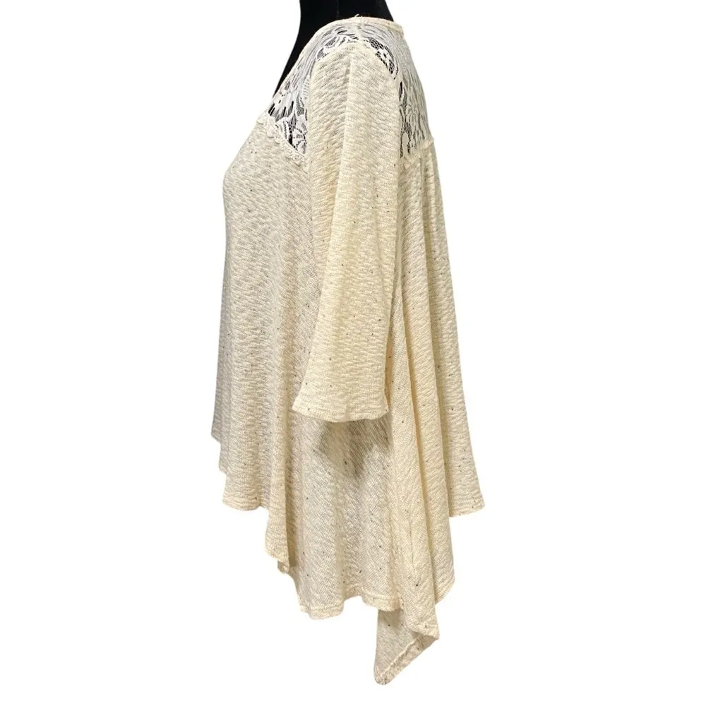 Everleigh Cream Lace Knit Top Small Boho Cottagecore Lagenlook Boxy Fit - Image 3