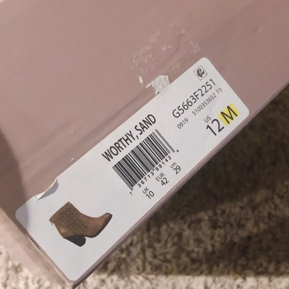 Fergalicious Ankle Boots Worthy Sand Brown Leather Booties Size 12M New in Box - Image 12