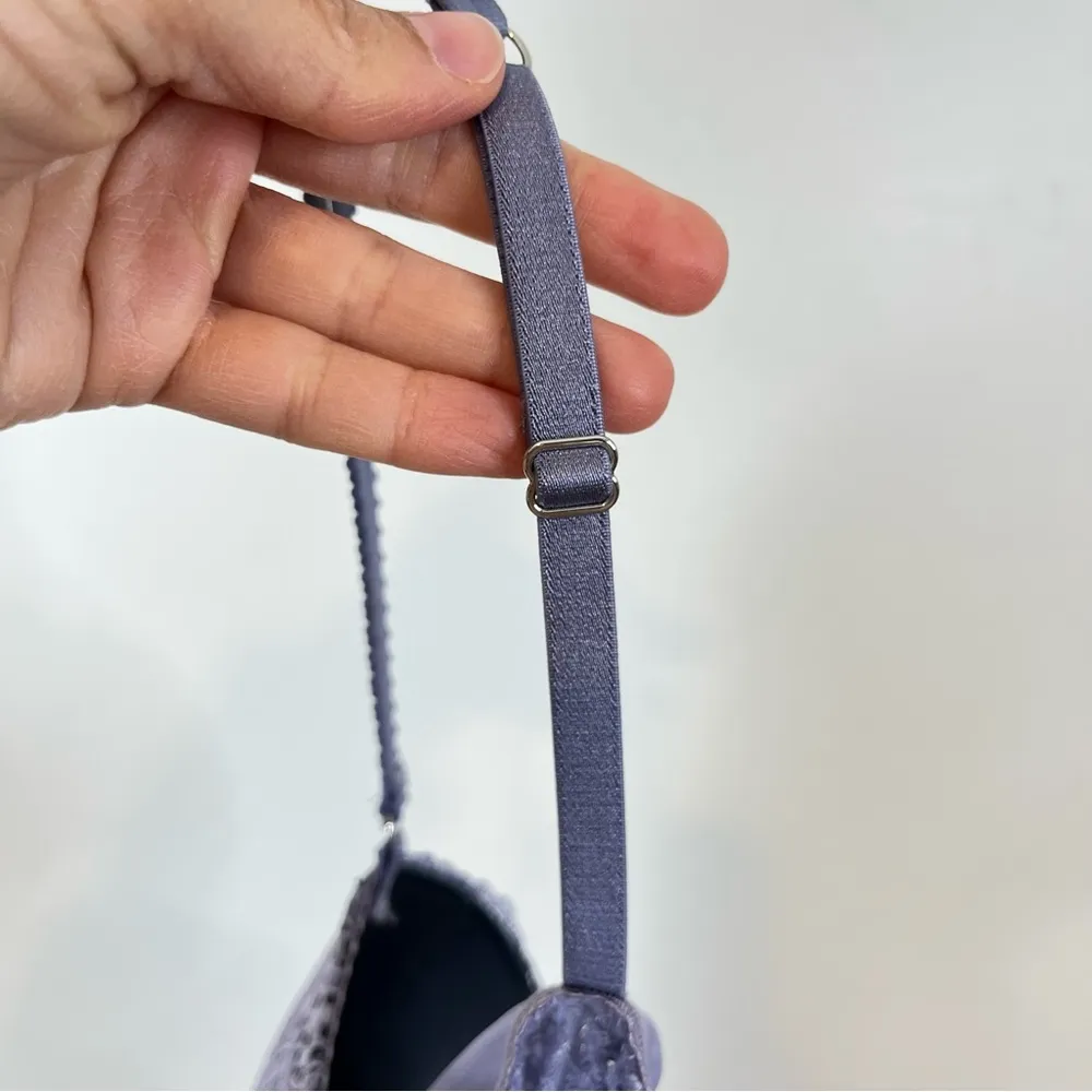 Victoria’s Secret Baby Doll Bra 34C Lace Sheer Push Up Lavender Lingerie Top - Image 6