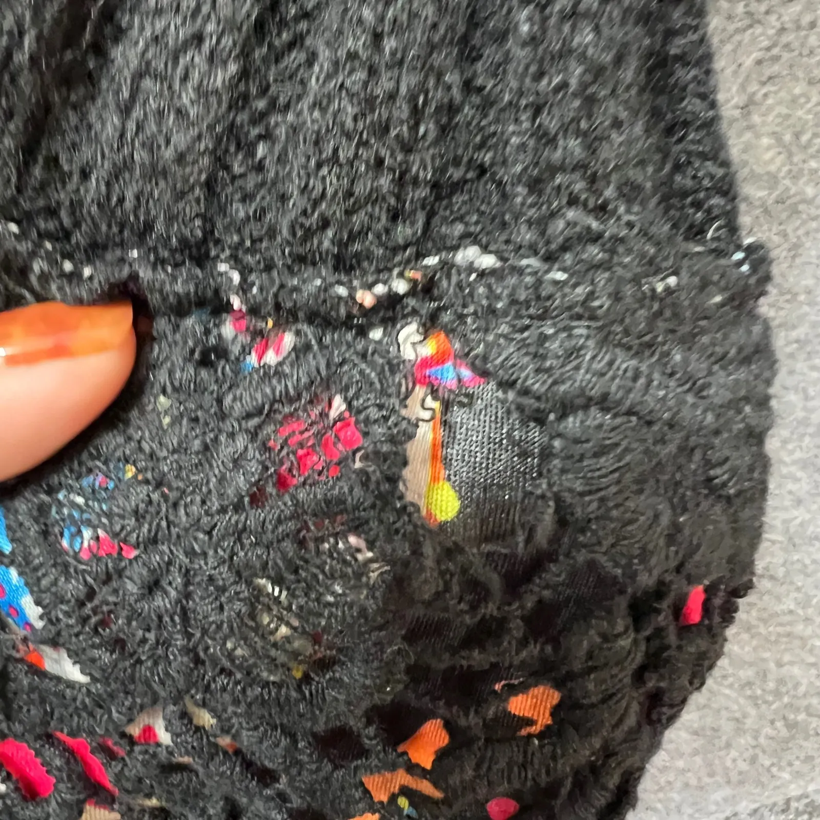 Artsy Mohair Wool Blend Jacket Boutique Coat Crochet Lace Detail‎ Large Boho Black - Image 3