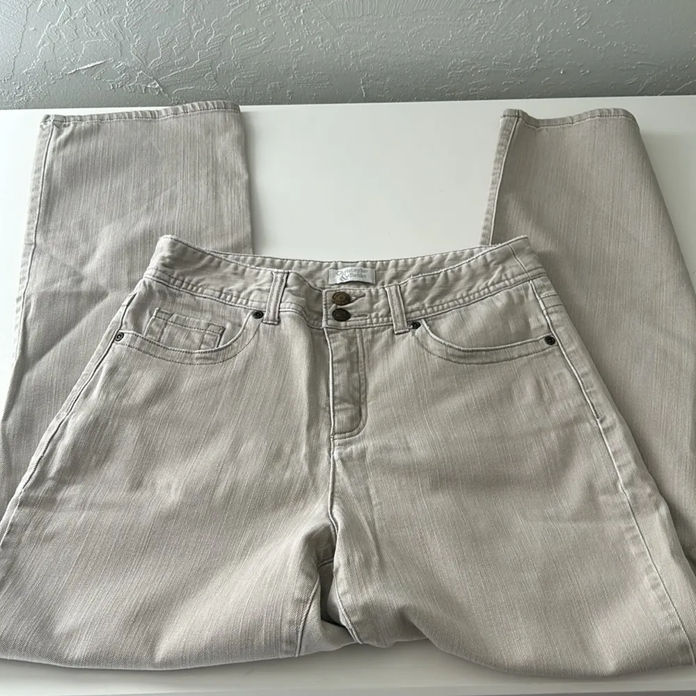 Khaki Christopher & Banks double button denim jeans - Image 2