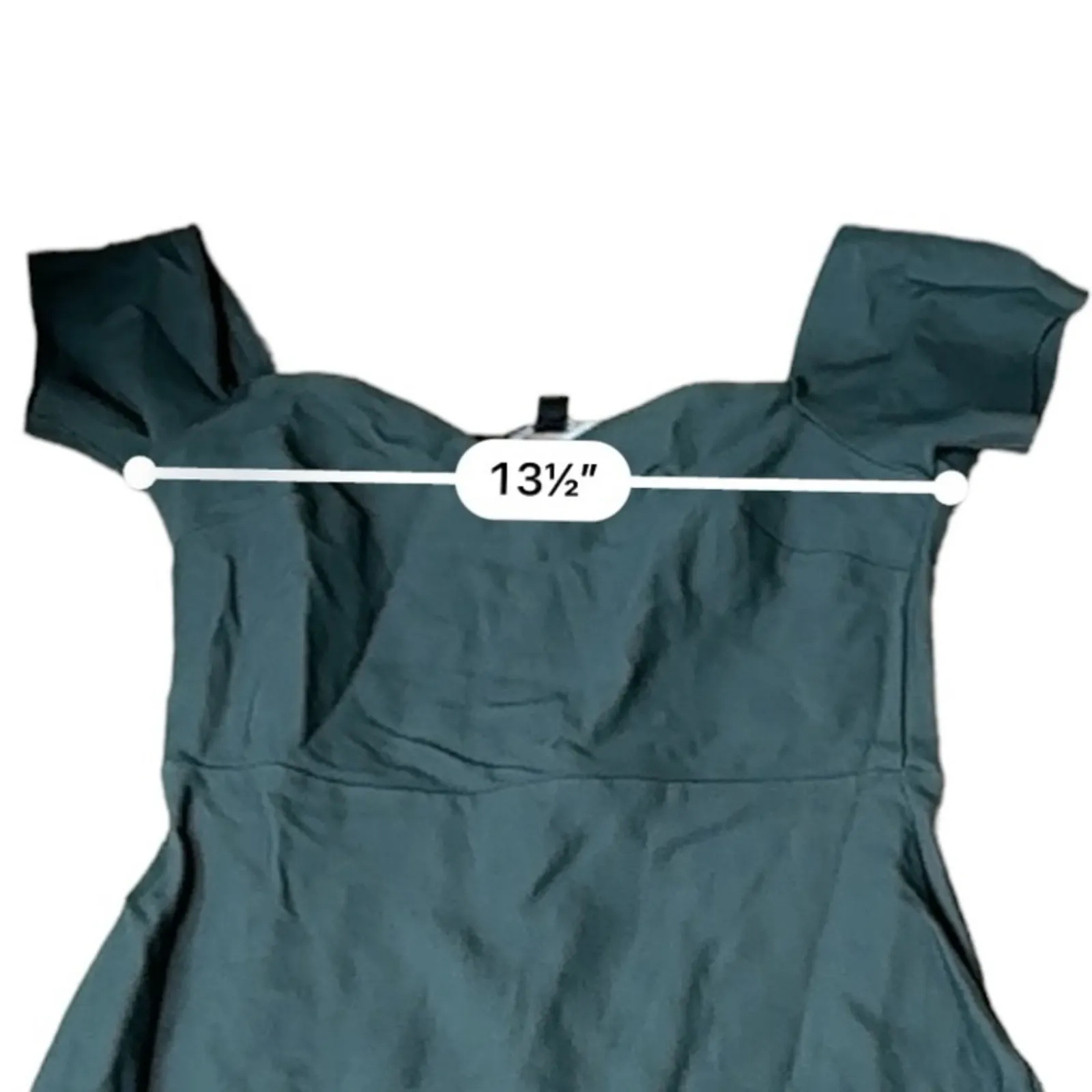 Lulus How Much I Care Dark Green Off-the-Shoulder Ruffle Hem Midi‎ Dress Sz S - Image 10