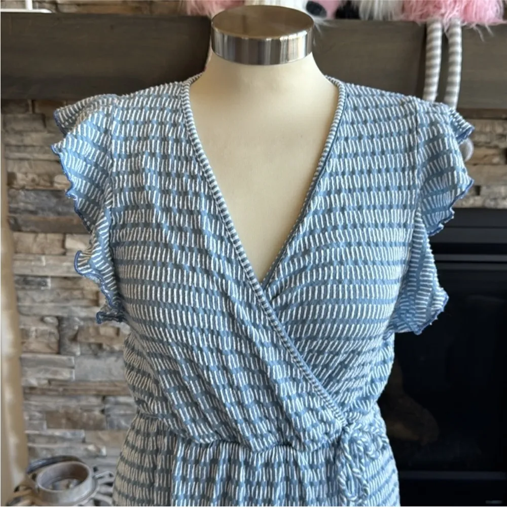 Caution To The Wind Blue Wrap Midi Dress - Image 2