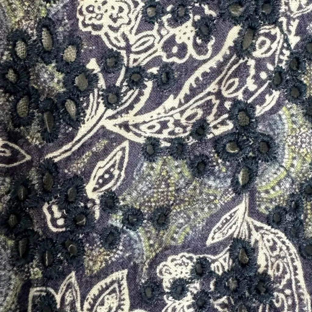 Free People Bohemian Cottage Embroidered Floral Sweet It Is Wide Leg Pants Large - Image 14