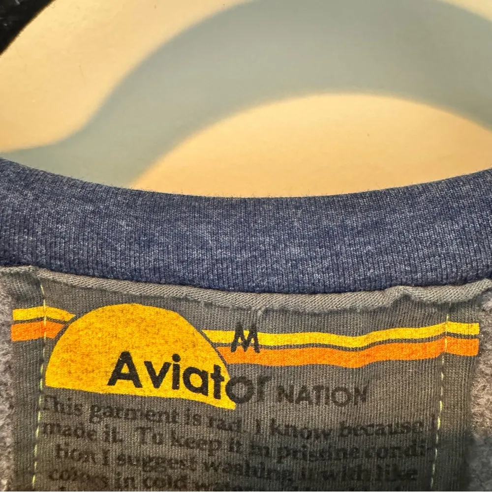 Like New! Aviator Nation Bolt Heather Navy & Neon Stripe Sweatshirt & Sweatpants - Image 6