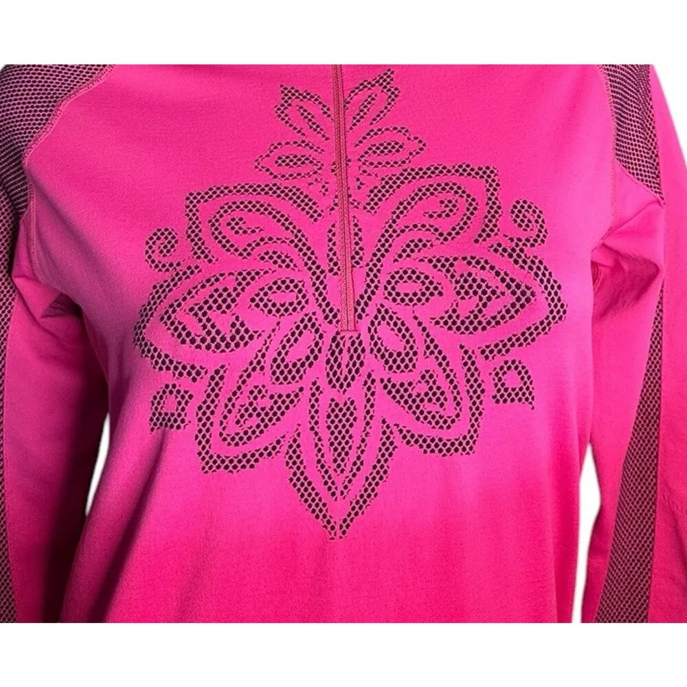 Athleta Womens Pink Ombre Twist 1/4 Zip L/S Thumbholes Activewear Top Size XL - Image 3