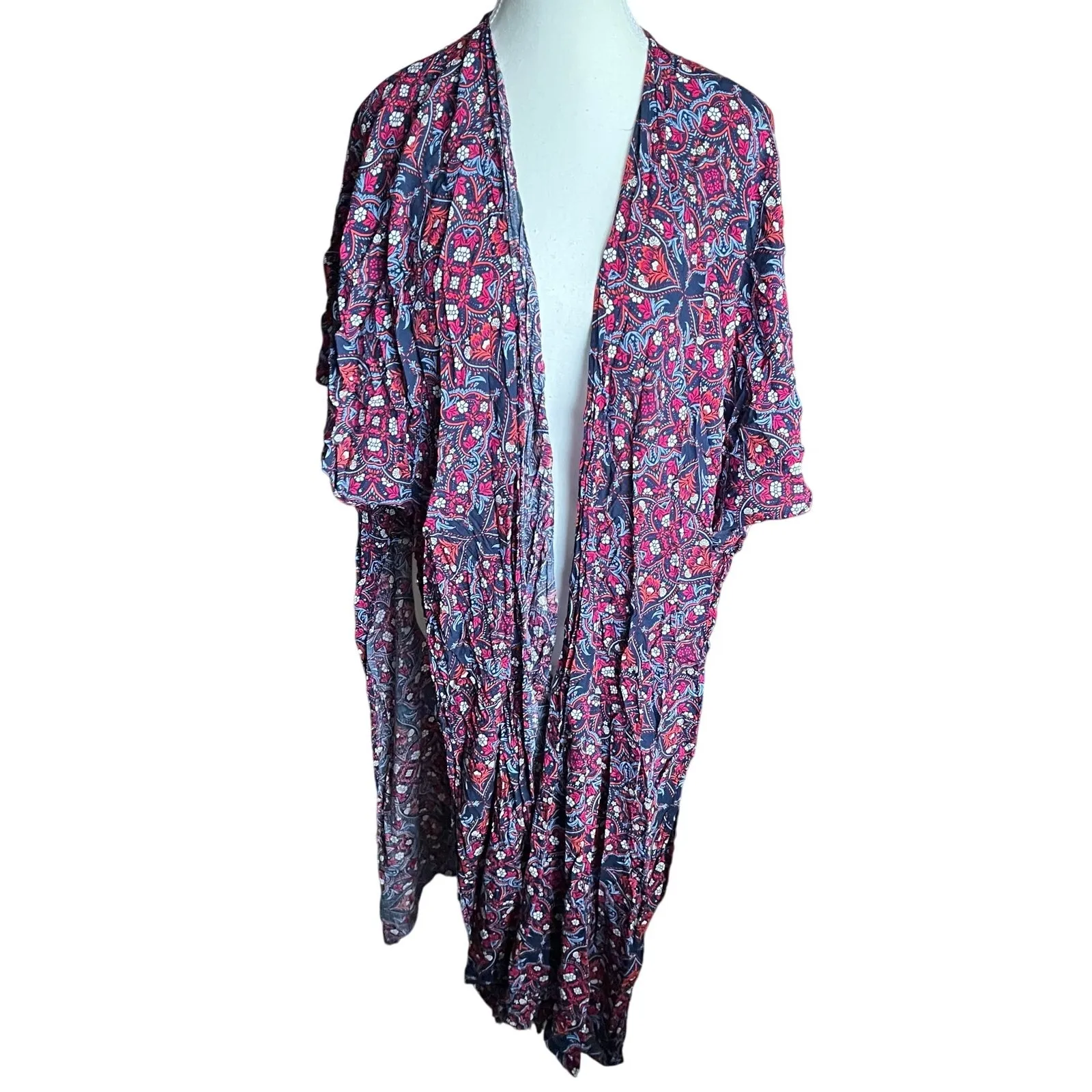 Torrid Women's 1/2 Gauze Duster Kimono Boho Bohemian‎ Hippie Long Colorful - Image 2