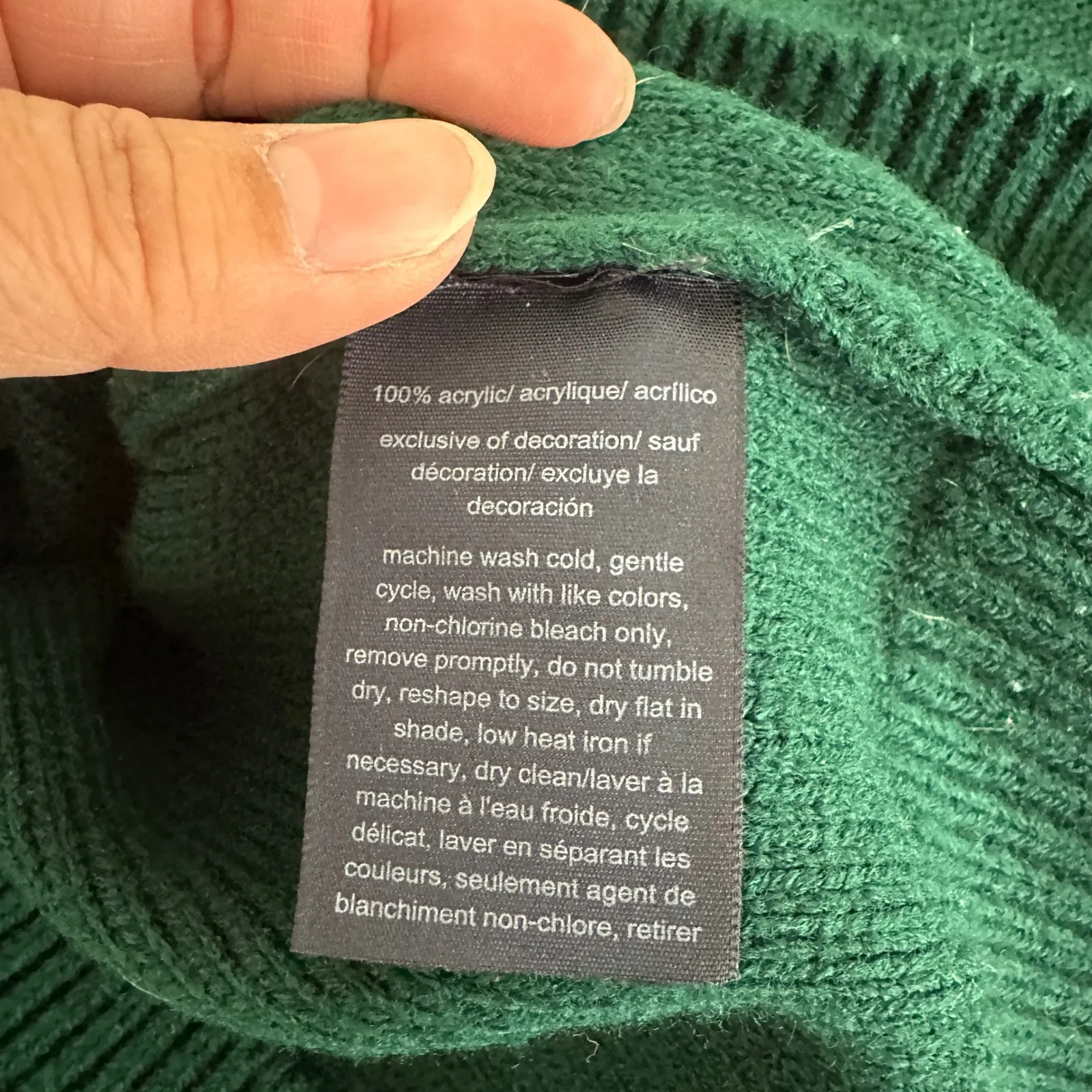 Tommy Hilfiger Green Turtleneck Sweater Cable Knit Long‎ Sleeve Women Medium - Image 9