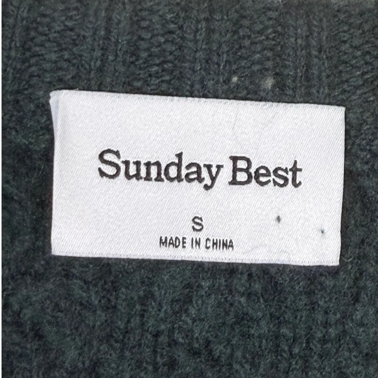 Aritzia Sunday Best Peggy Cable Knit Sweater Dark Green Crew Neck Long Sleeve S - Image 5
