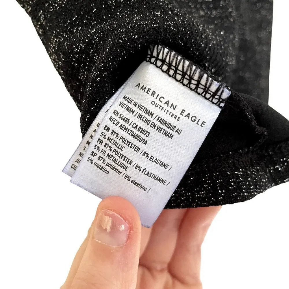 American Eagle metallic sparkly spaghetti strap tank top dance outfit classy - Image 6