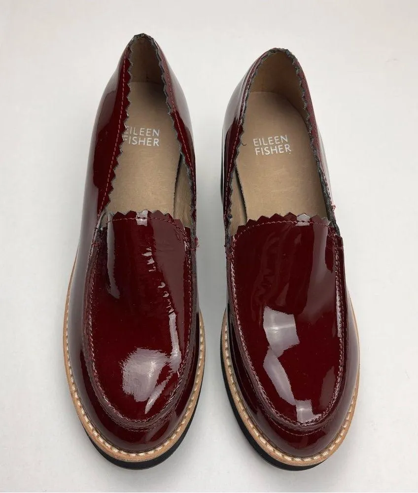 Eileen Fisher Harria Patent Platform Loafer Womens Size 5M 5 Medium Burgundy NEW - Image 2