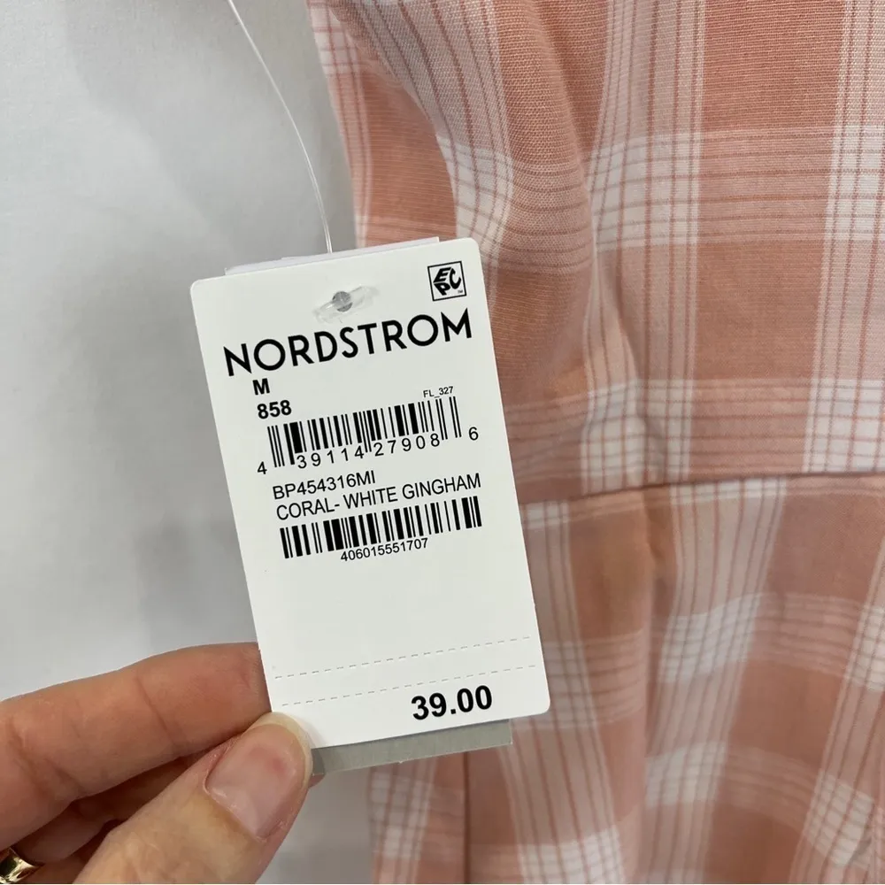 Nordstrom BP Mini‎ Dress in Coral White Gingham - Image 6