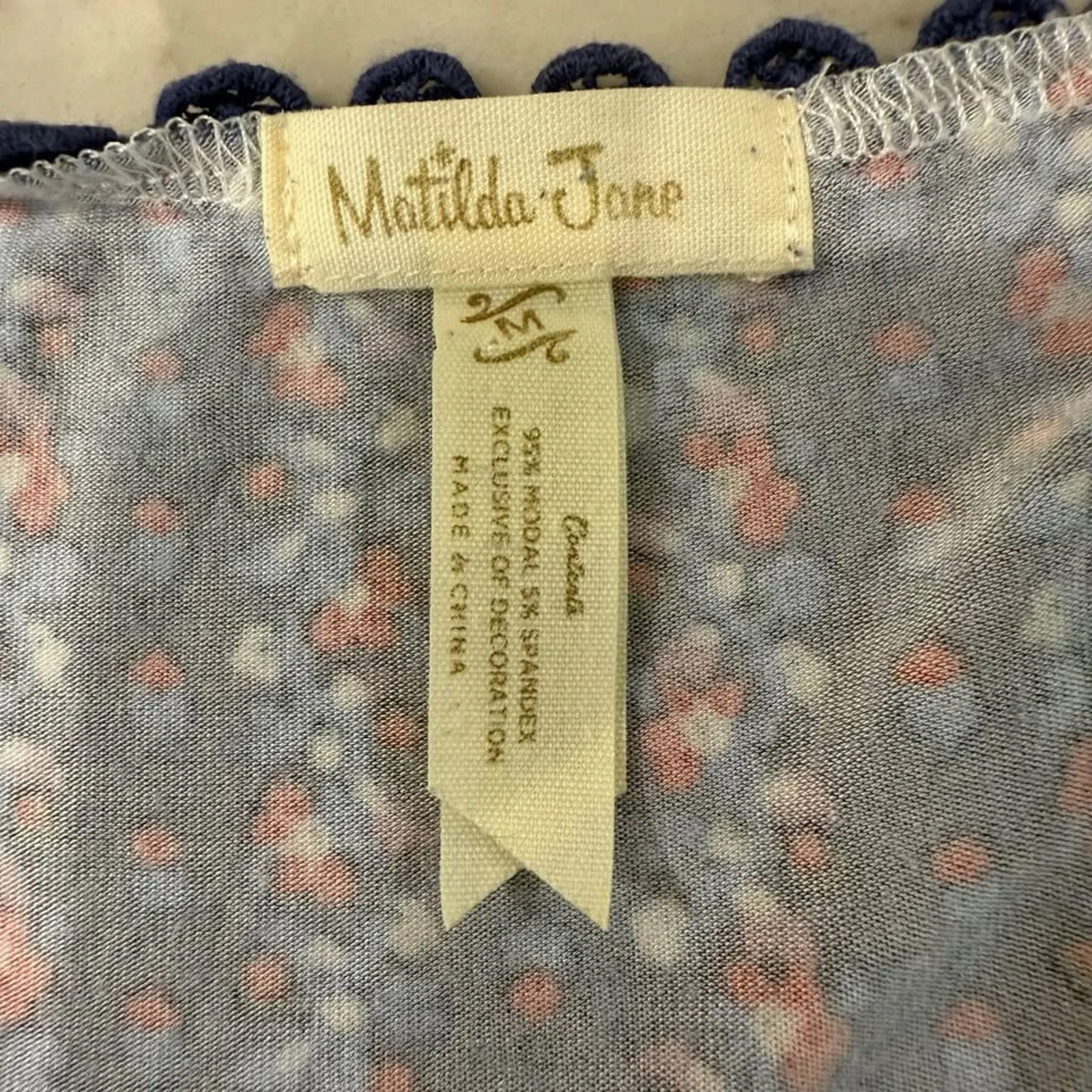 Matilda Jane Beyond The Horizon Floral Tunic Tank Top Womens Medium Blue Cottage - Image 4