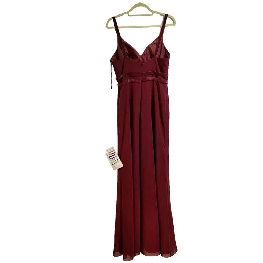 Sorella Vita Burgundy Chiffon Maxi Dress Sz 12 NWT - Image 11