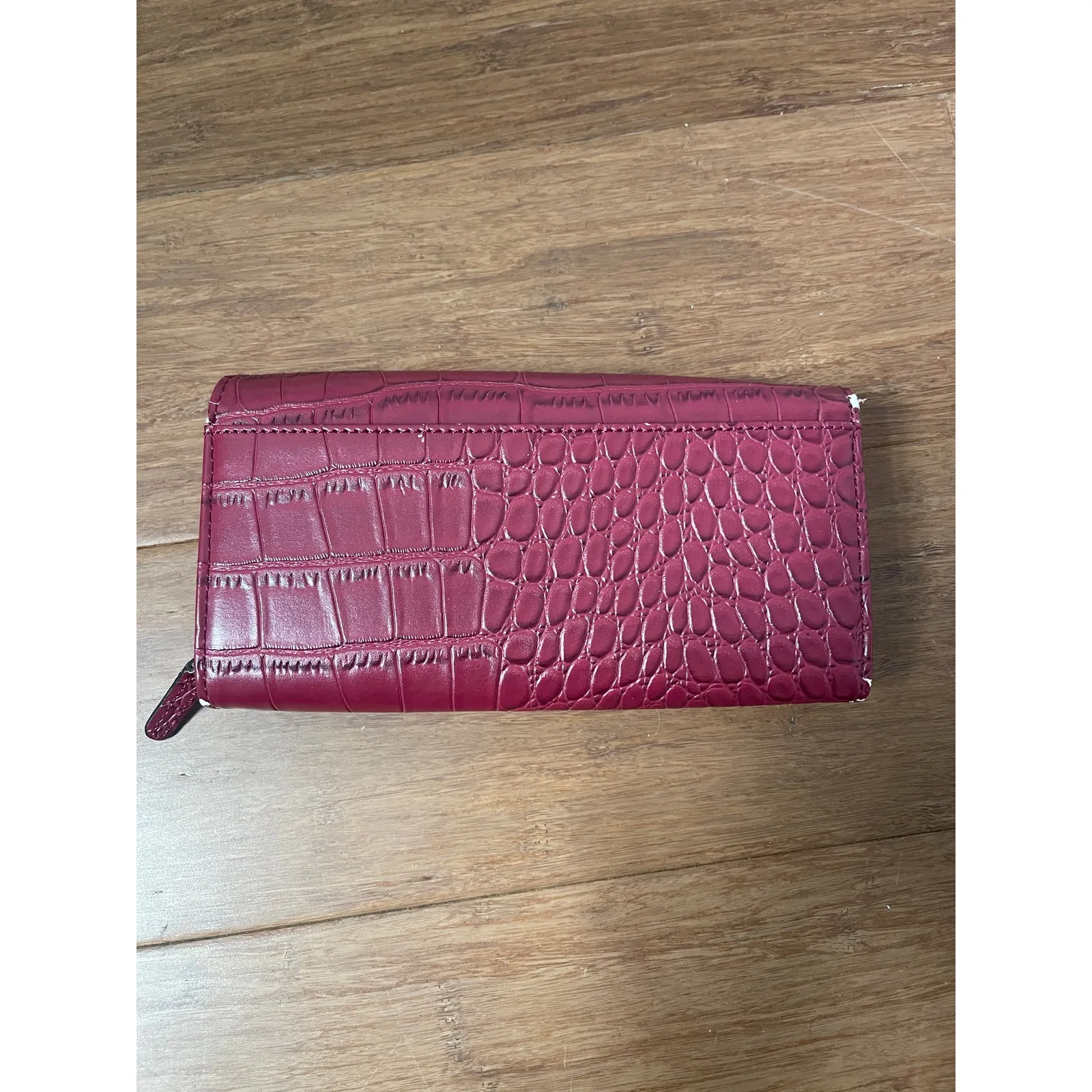 Anne Kelin Burgundy Faux Snake Skin Pattern Leather Wallet - Image 5
