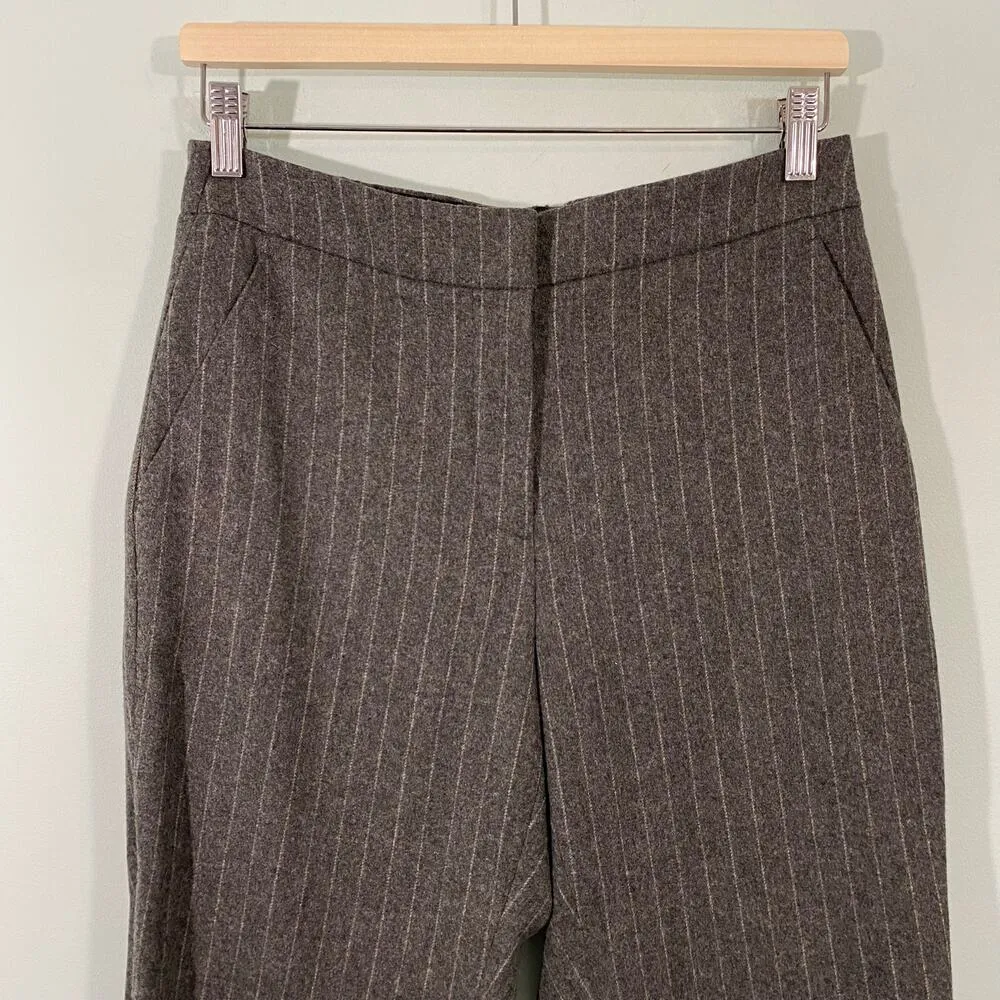 J Crew Women's Grey Pinstripes Easy Pull On Wool Pants Size 4 #K3775 - Image 2