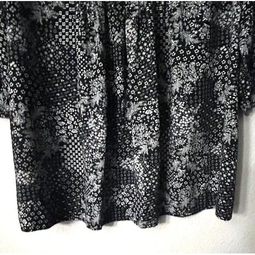 Old Navy Womens Tunic Dress Size L Black Floral Print Long Sleeve Flowy Romantic - Image 9