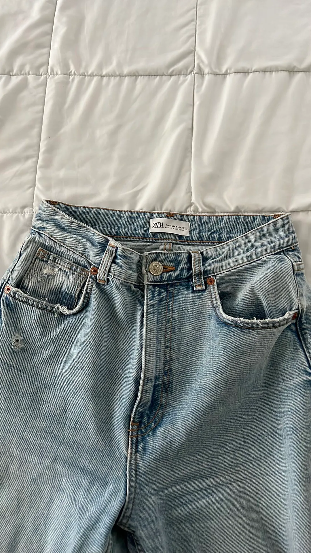 ZARA high waisted wide leg distressed jeans - Image 4