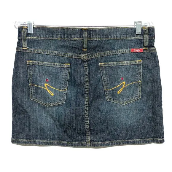 Jalate Denim Jean Short Mini Skirt Stretch Red Stars Back Pockets Juniors 3 / 4 Blue Size undefined - Image 2