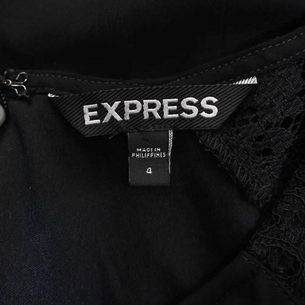 Express Women's 4 Black Bell Sleeve Lace Lined Mini Dress - Image 9