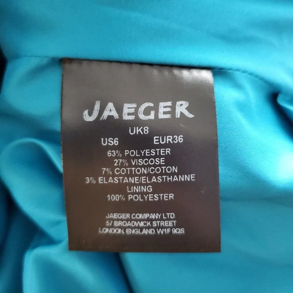 Jaeger Cap Sleeve Slit Pocket Blue Dress Size 8 - Image 11