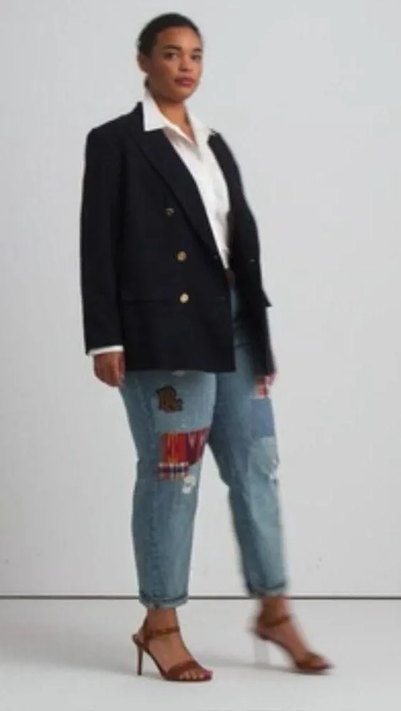 NEW Lauren Ralph Lauren Patchwork Relaxed Tapered Jeans Skye Wash Plus Size 16 Blue - Image 10