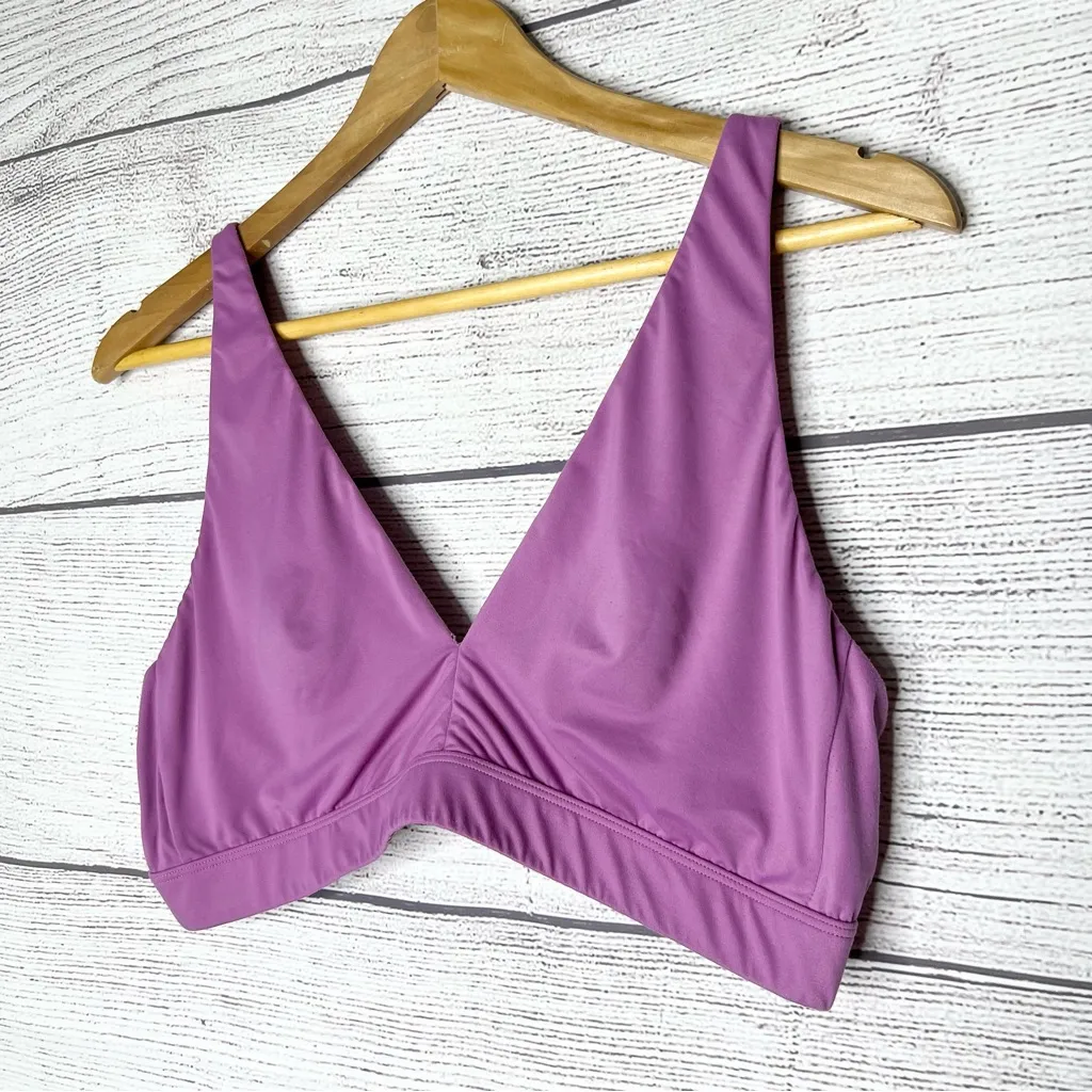 Joyspun Unlined Soft Brushed Plunge Bralette Bra Lilac Size Large Pink Purple - Image 6