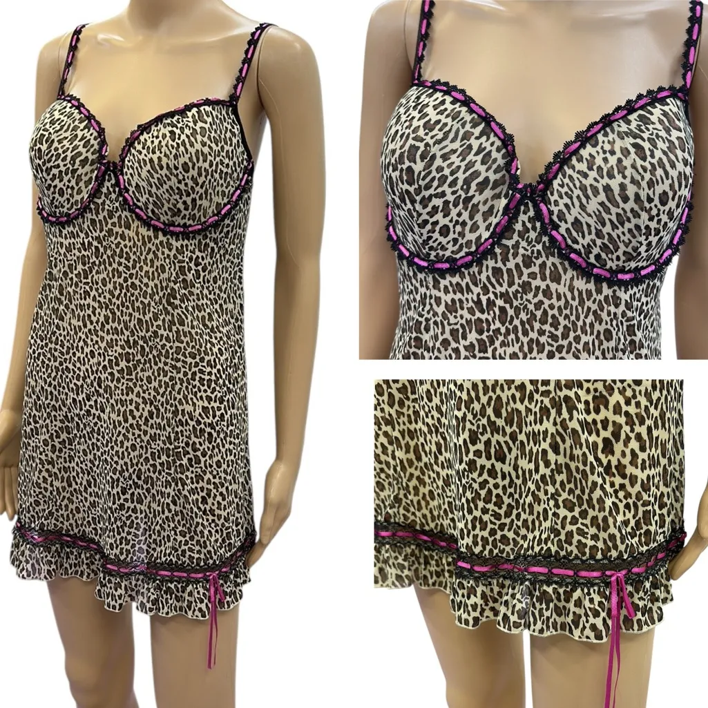 Vintage Y2K Rampage Semi Sheer Mesh Animal Print Cami Lingerie Top Womens 2X - Image 2