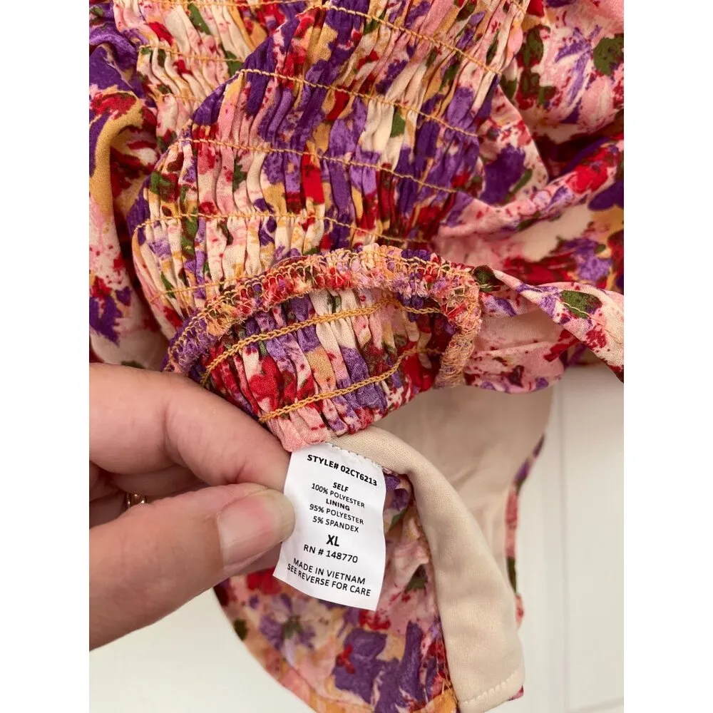 Sienna Sky cropped blouse Colorful Floral Chiffon Top size L New NWOT - Image 7