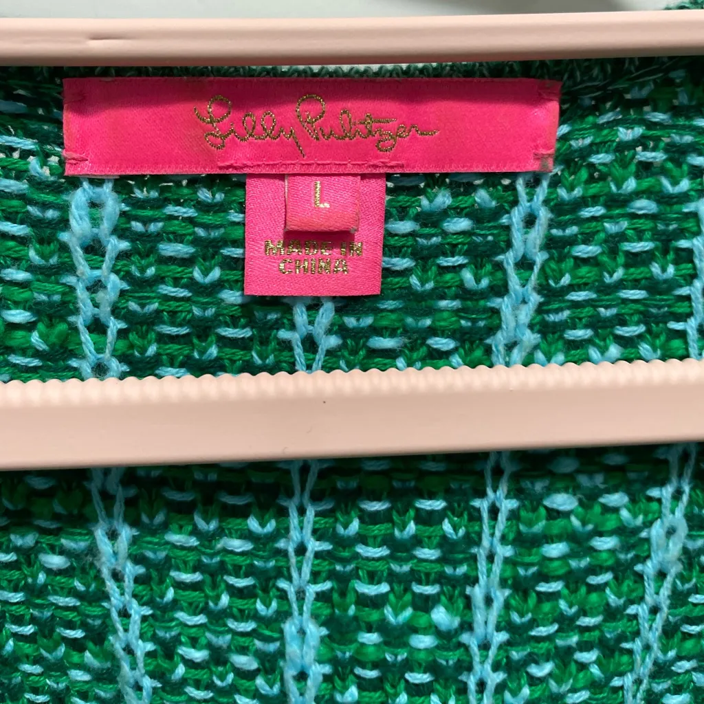 Lilly Pulitzer Simora Blazer Cardigan Green Tweed Jacket Size Large - Image 7