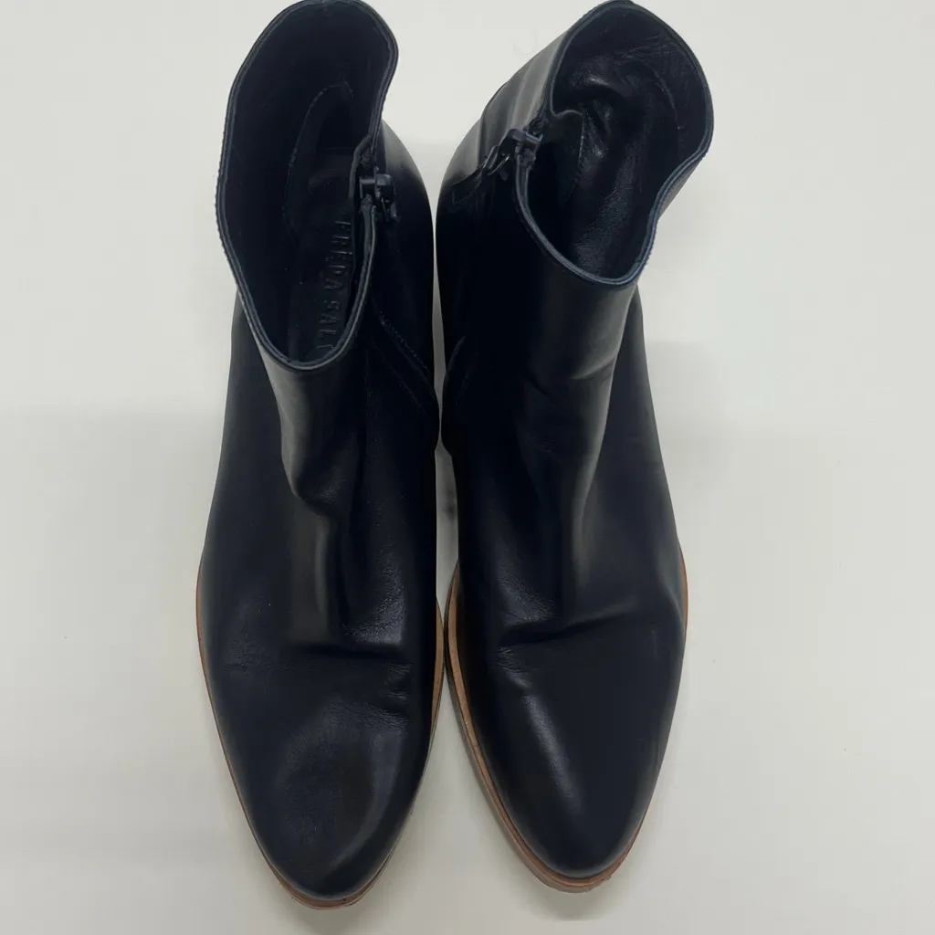 Freda Salvador black leather Chelsea Boots size 8 wooden sole block heel - Image 4