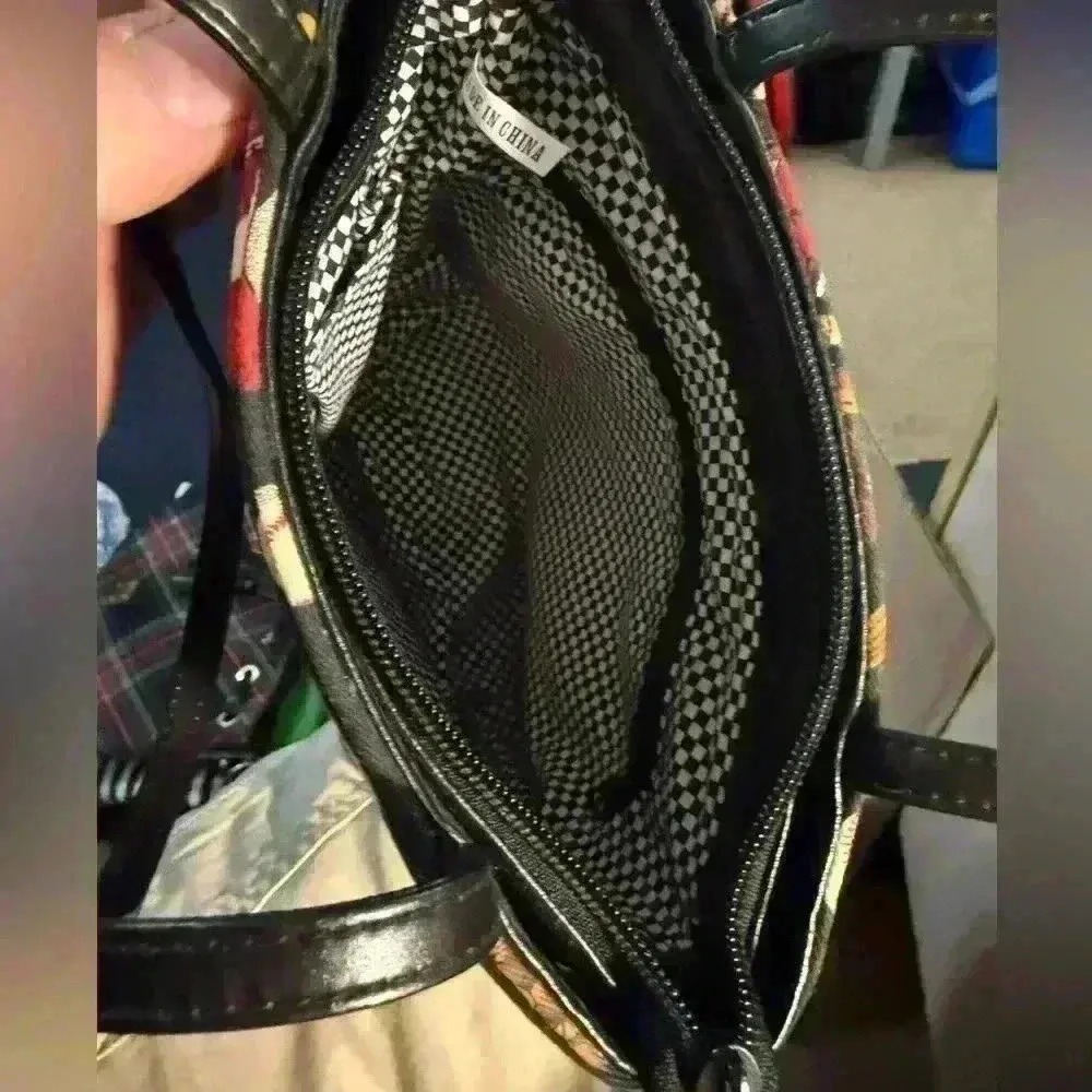 Baseball Themed Small Studded Tote Black - Image 3