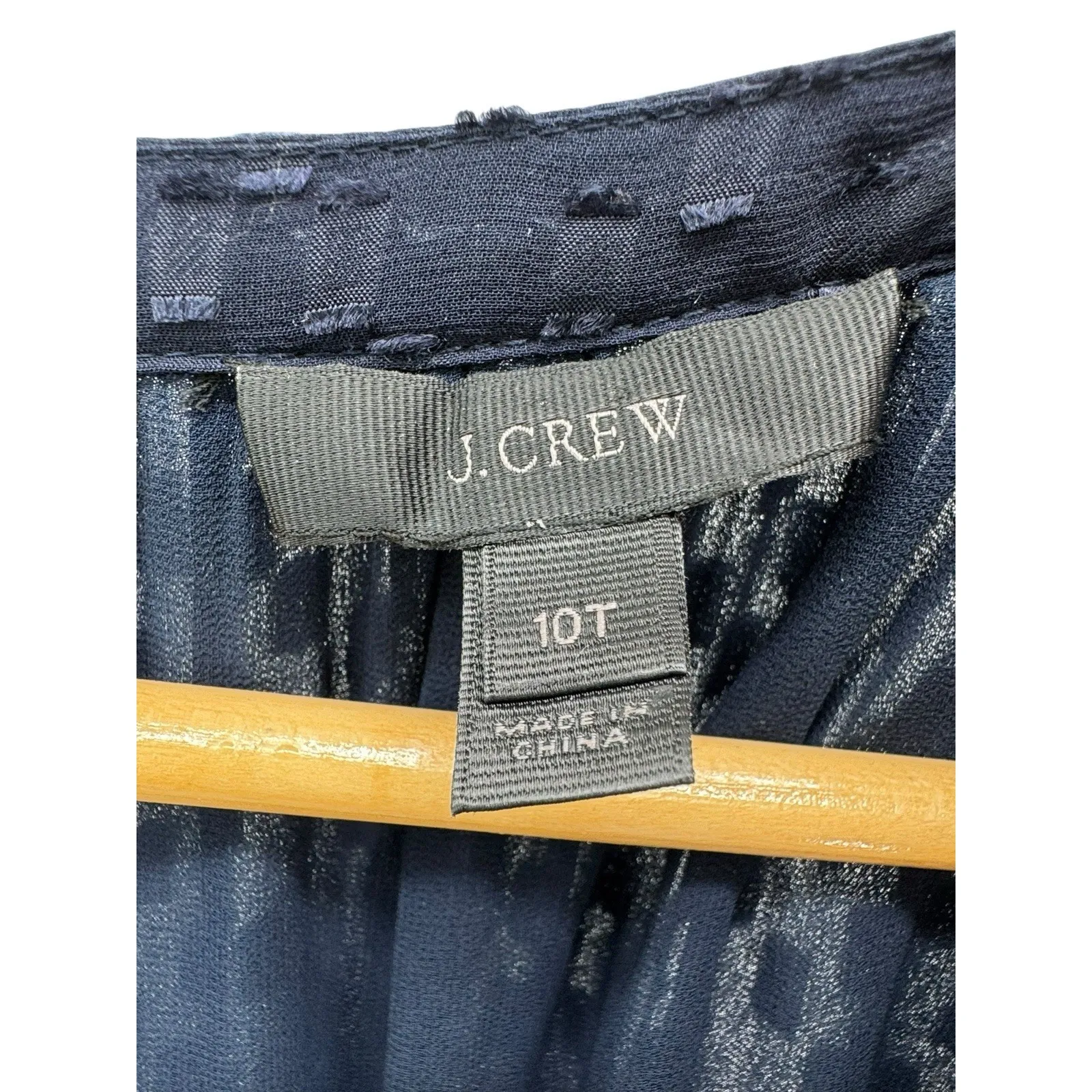 J.Crew Navy Textured Sheer Long‎ Sleeve Silk Blend Blouse Size 10 Tall V-Neck - Image 2