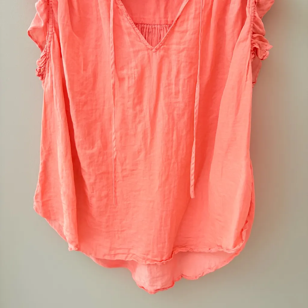 7 For All Mankind Pull Over Blouse Coral Sz Medium - Image 3
