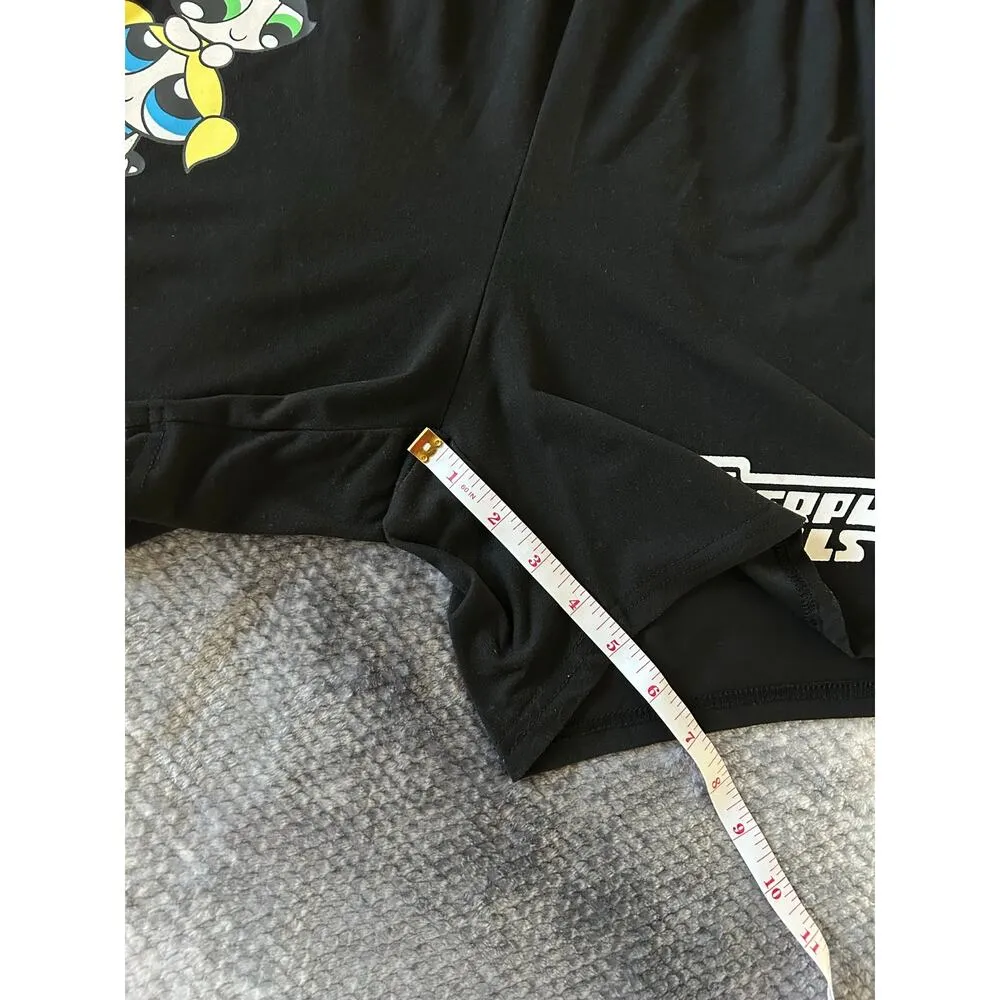Romwe Powerpuff Girls Cartoon Letter Graphic Biker Black Shorts Plus Size 3XL - Image 11