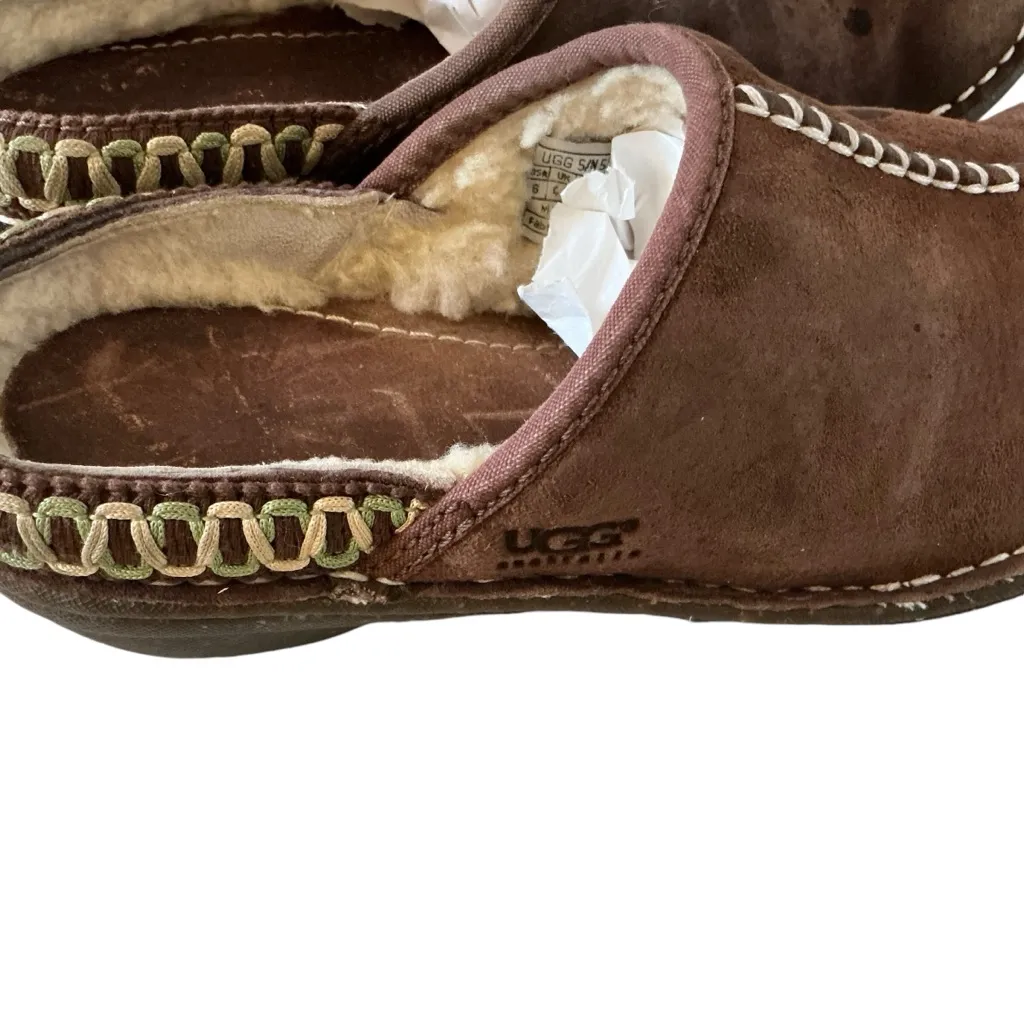 Ugg Kohala brown leather clogs sheepskinn lined size 6 women’s outdoor slippers - Image 4
