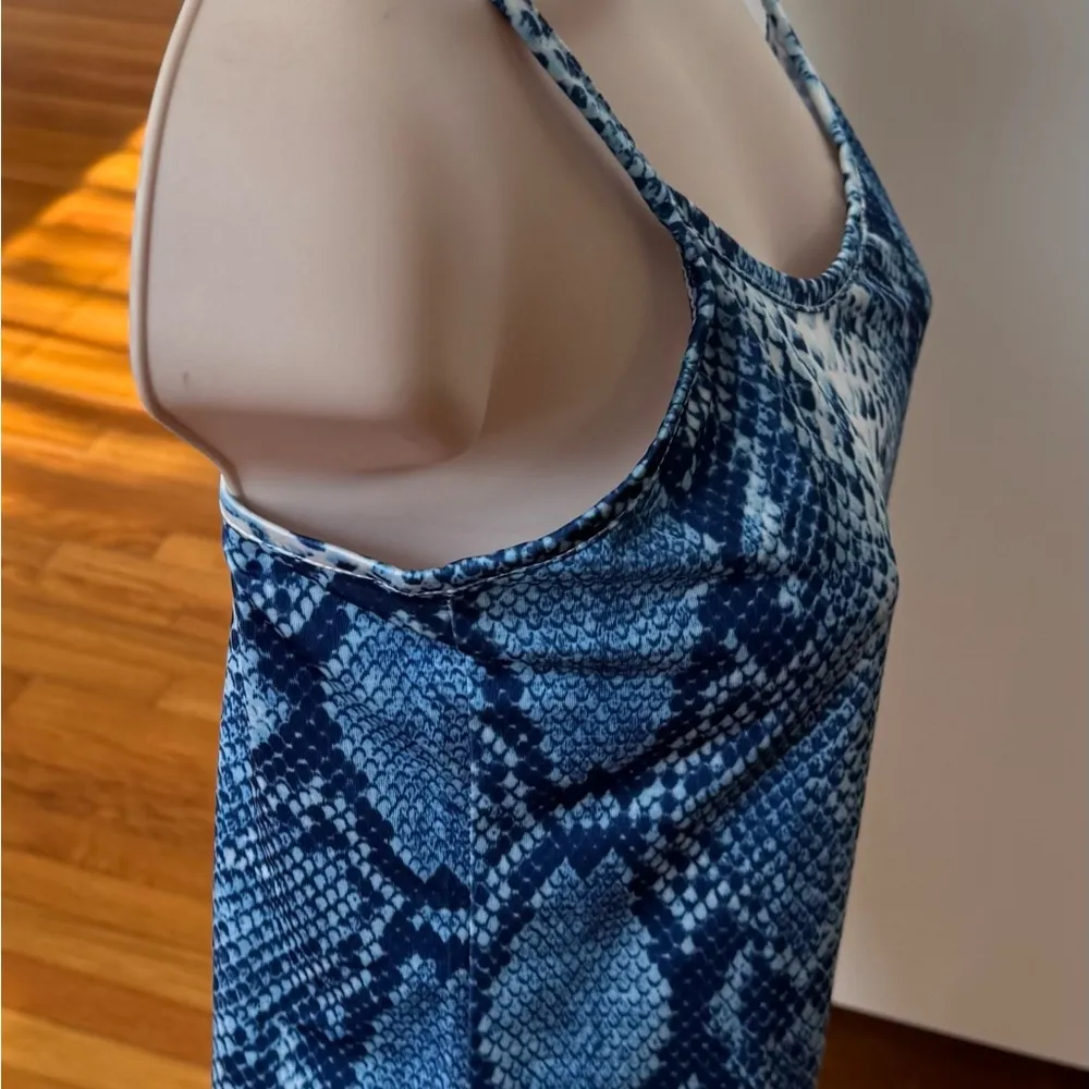 Blue animal Snake Print one piece swimsuit, size M bohemian summer vacation Size M - Image 3