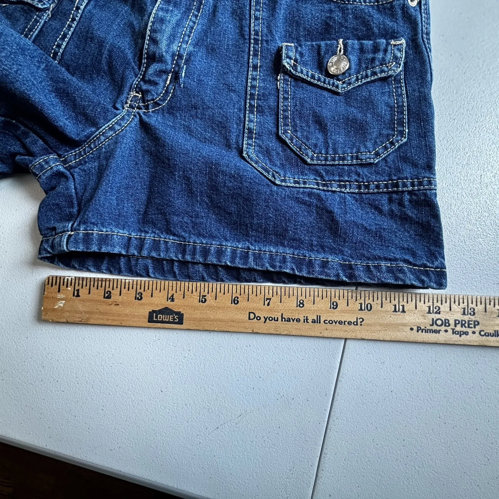 Vintage‎ Guess Denim Jean Workwear Shorts Sz 9/10 Y3K Pockets - Image 9