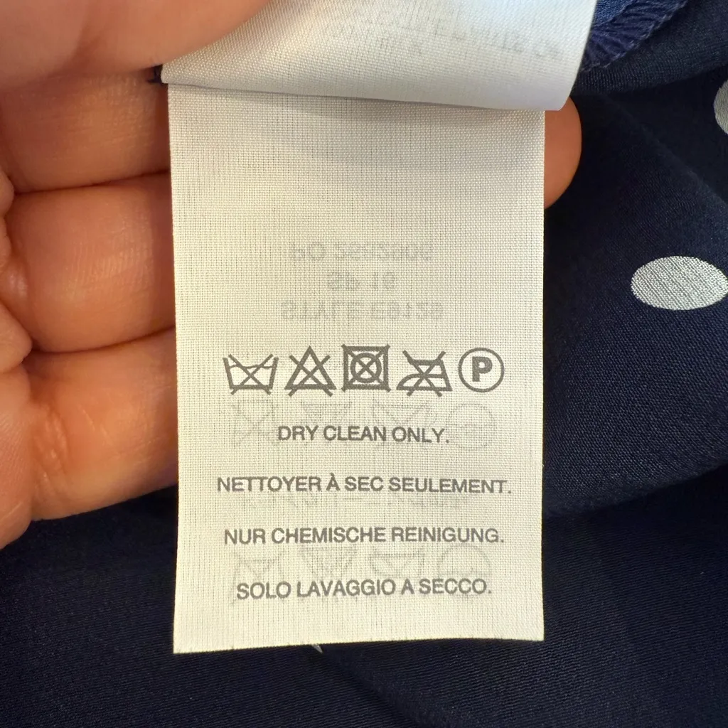 J.CREW Silk Polka Dot Popover Top Navy/White SZ 8 - Image 6