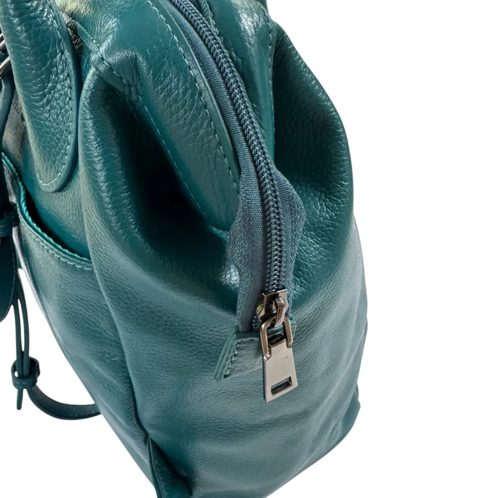 Beck Pack Italian Leather Beck Bag Backpack Tote Turquoise Green - Image 8