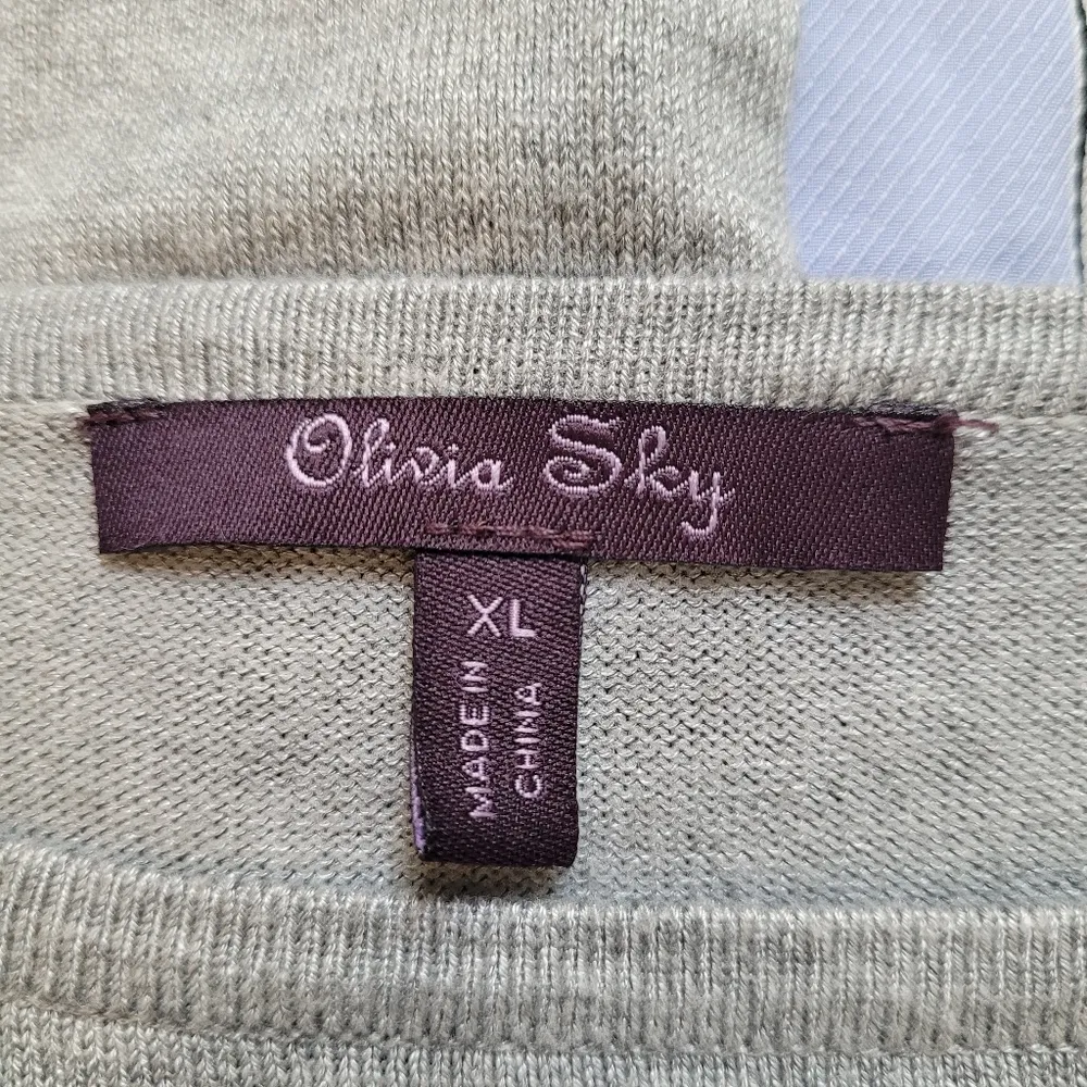 Olivia Sky Gray Mixed Media Sweater - Image 8