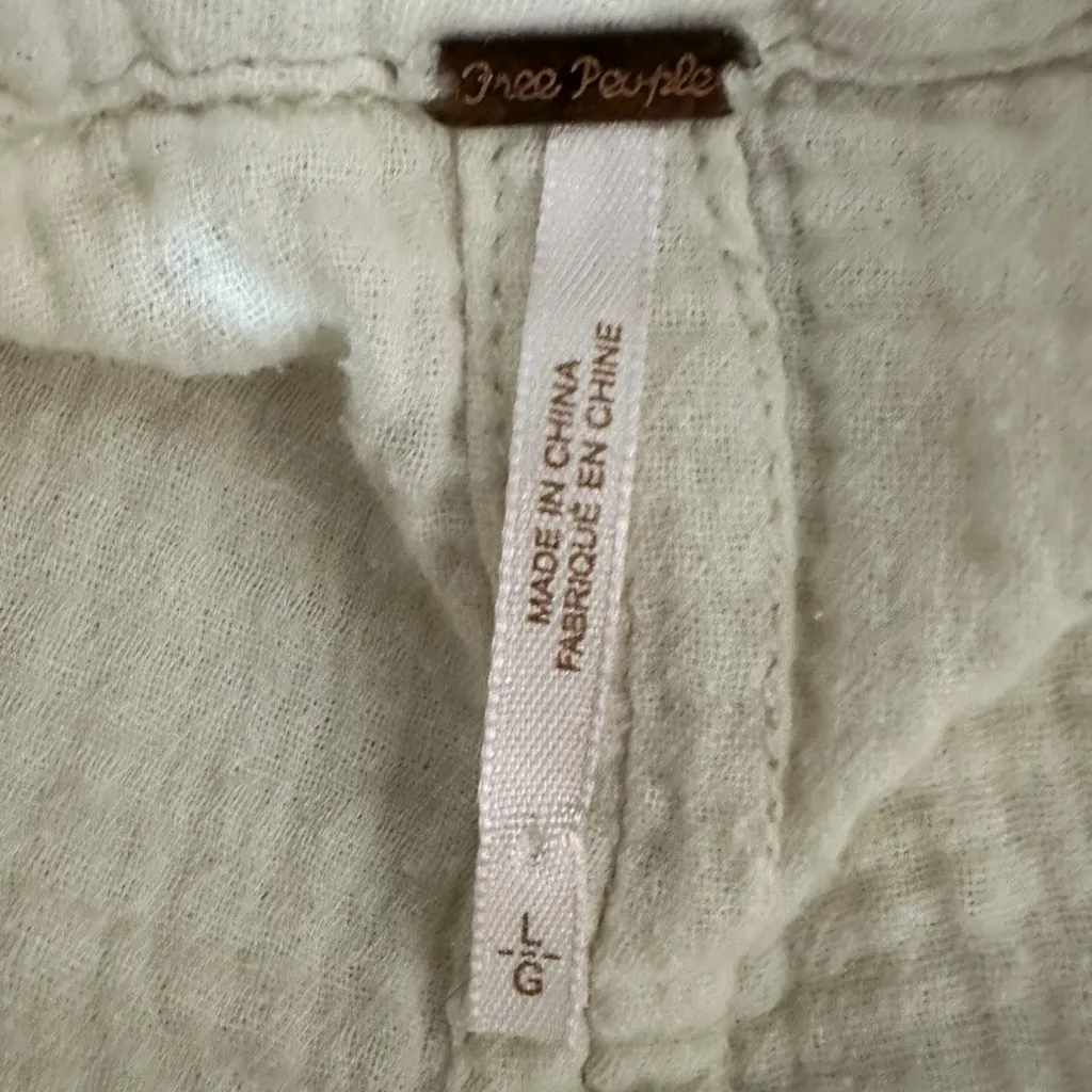 Free People Large Bohemian All About The Feels Gauze Button Down Shirt Ivory - Image 6